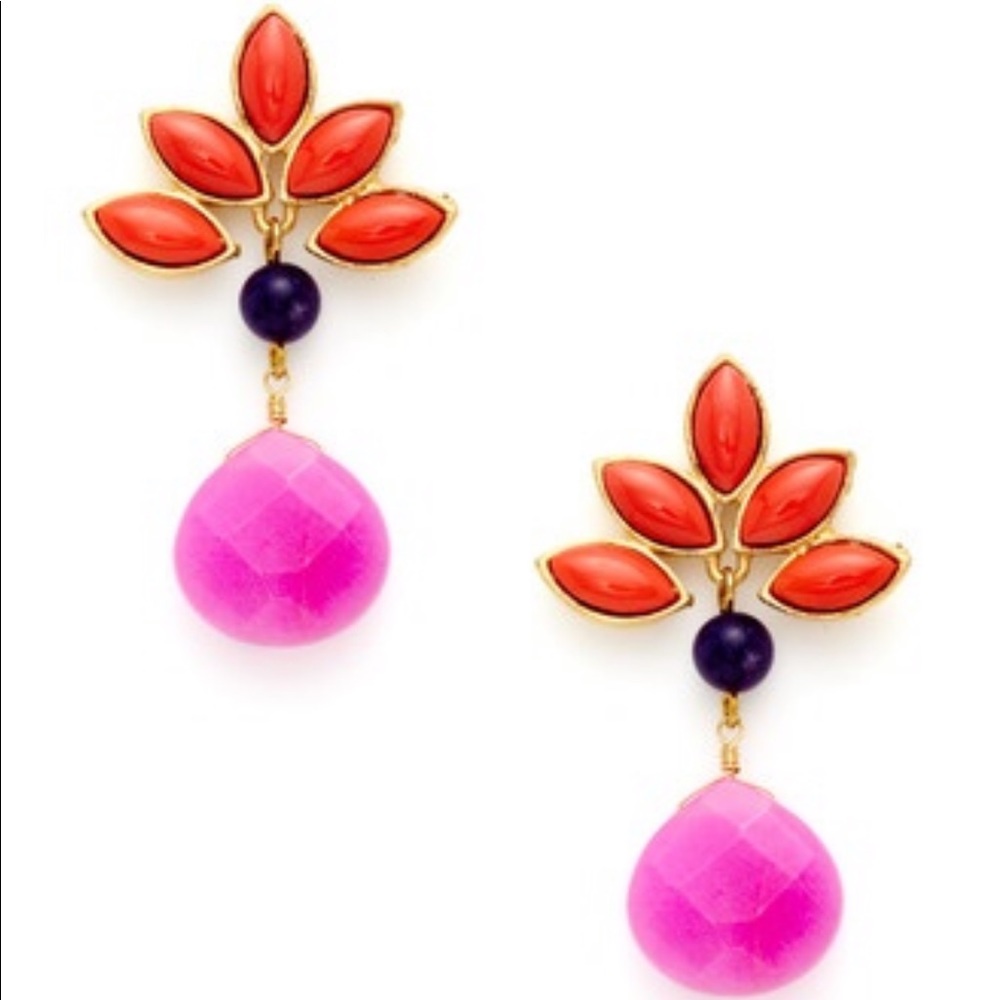 David Aubrey Coral, Purple & Pink Drop Earrings
